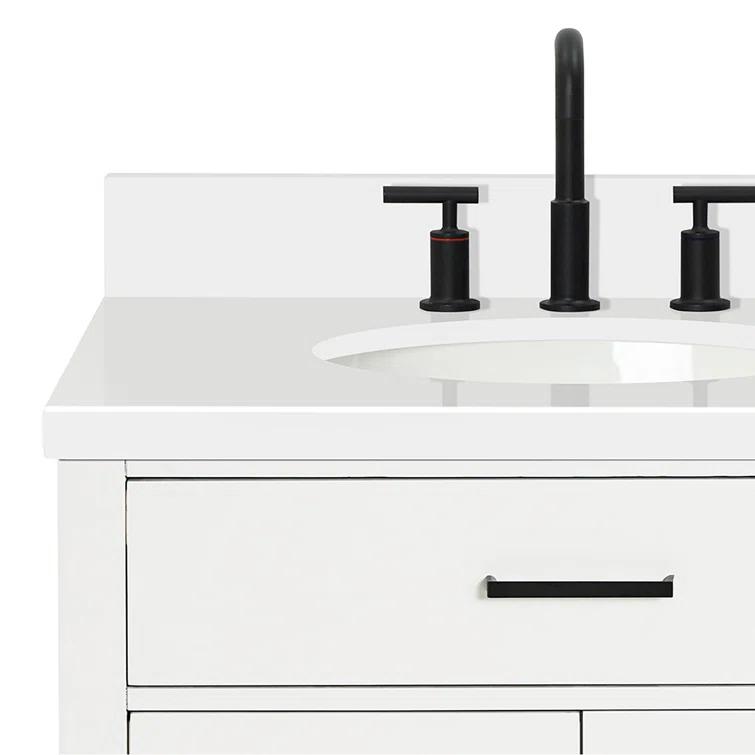 Thornaby 30'' Solid Wood Single Bathroom Vanity with 1.5'' White Quartz Top, Oval Sink