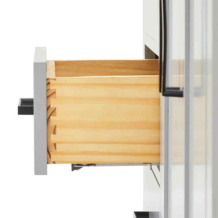 Wildon Home® Tidworth 42'' Solid Wood Single Bathroom Vanity with 1.5'' White Quartz Top, Right Offset Rectangular Sink