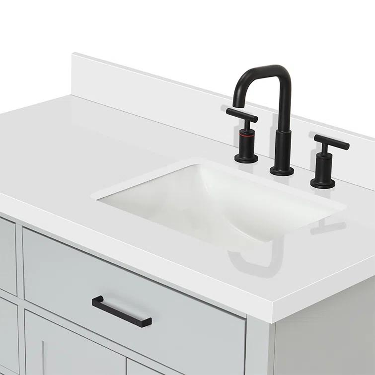 Wildon Home® Tidworth 42'' Solid Wood Single Bathroom Vanity with 1.5'' White Quartz Top, Right Offset Rectangular Sink