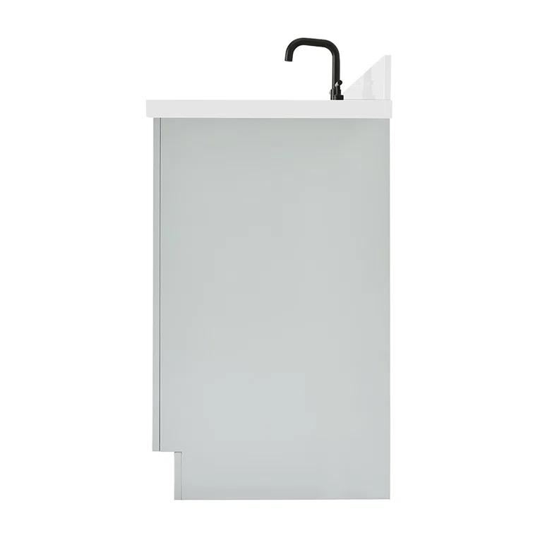 Wildon Home® Tidworth 42'' Solid Wood Single Bathroom Vanity with 1.5'' White Quartz Top, Right Offset Rectangular Sink