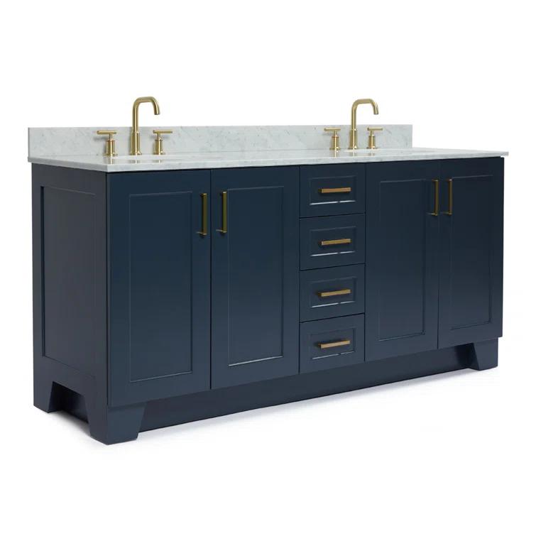 ARIEL Monrow 73 Double Sink Bathroom Vanity with Italian Carrara Marble Top