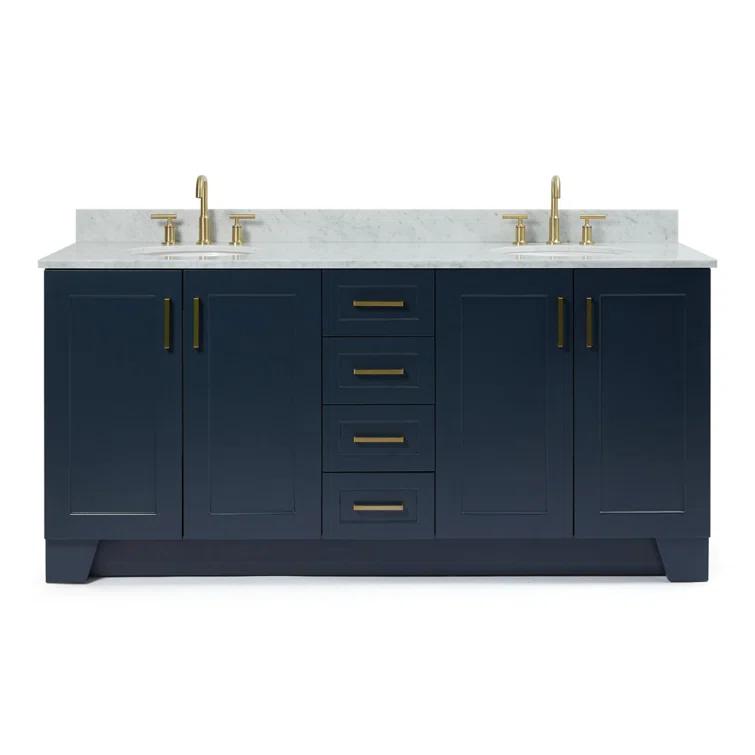 ARIEL Monrow 73 Double Sink Bathroom Vanity with Italian Carrara Marble Top
