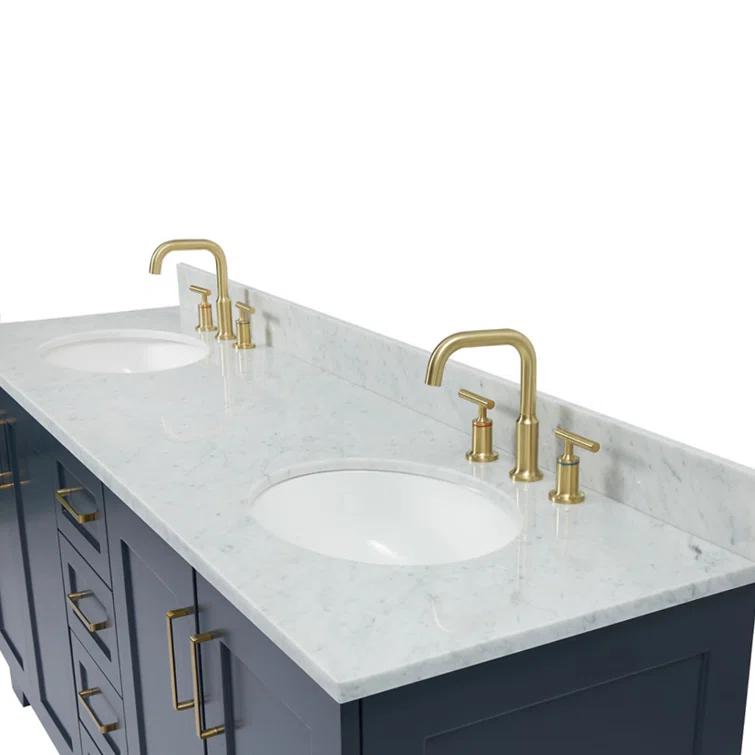 ARIEL Monrow 73 Double Sink Bathroom Vanity with Italian Carrara Marble Top