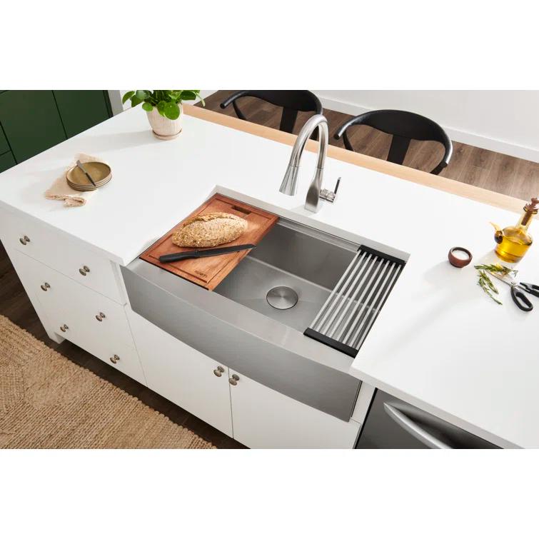 Ruvati 36-inch Apron-front Workstation Farmhouse Kitchen Sink 16 Gauge Stainless Steel Single Bowl