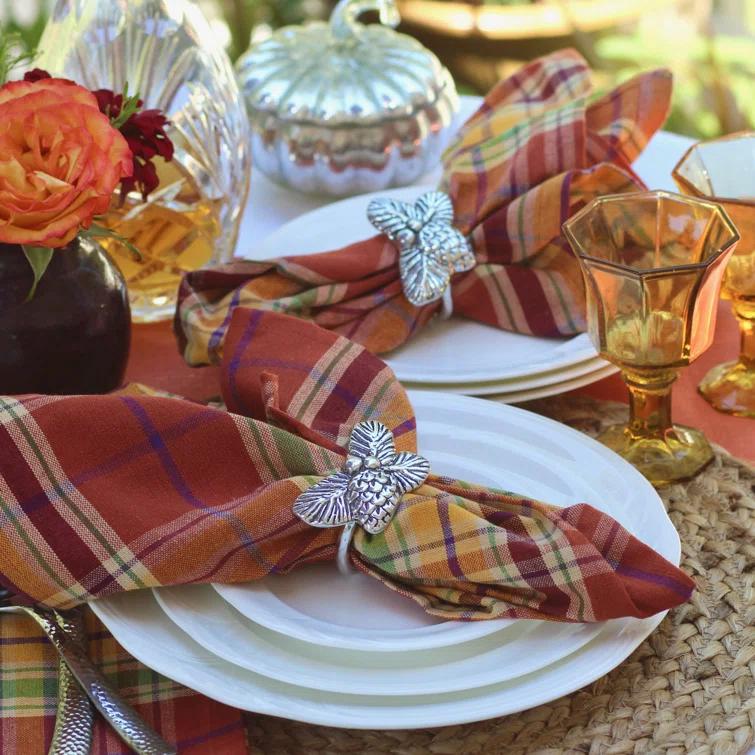 Arthur Court Designs Pine Cone Forest Metal Napkin Ring (Set of 4)