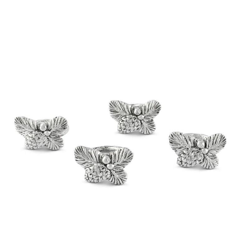 Arthur Court Designs Pine Cone Forest Metal Napkin Ring (Set of 4)