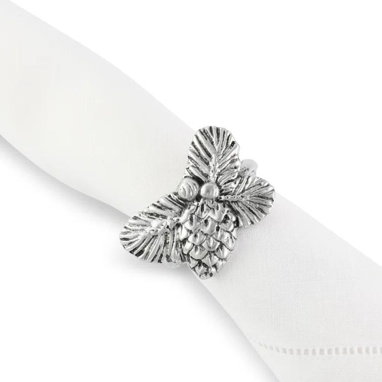 Arthur Court Designs Pine Cone Forest Metal Napkin Ring (Set of 4)