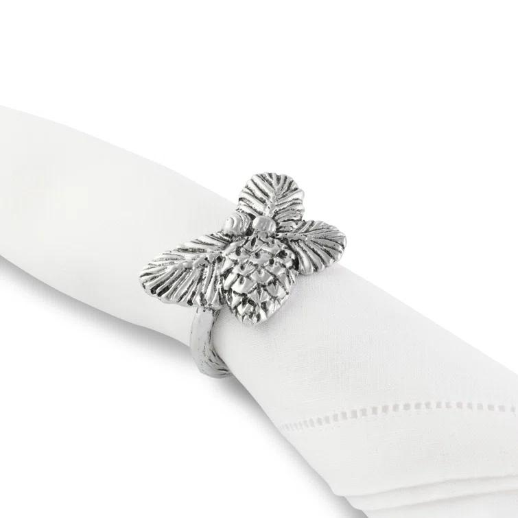 Arthur Court Designs Pine Cone Forest Metal Napkin Ring (Set of 4)