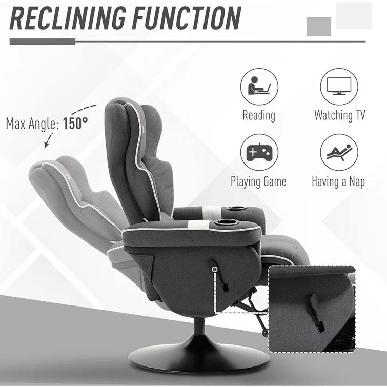 HomCom Faux Leather Manual Swivel Ergonomic Recliner | Wayfair