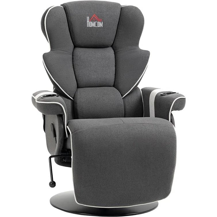 HomCom Faux Leather Manual Swivel Ergonomic Recliner | Wayfair