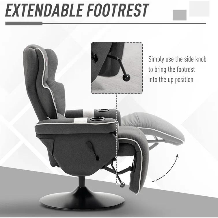 HomCom Faux Leather Manual Swivel Ergonomic Recliner | Wayfair