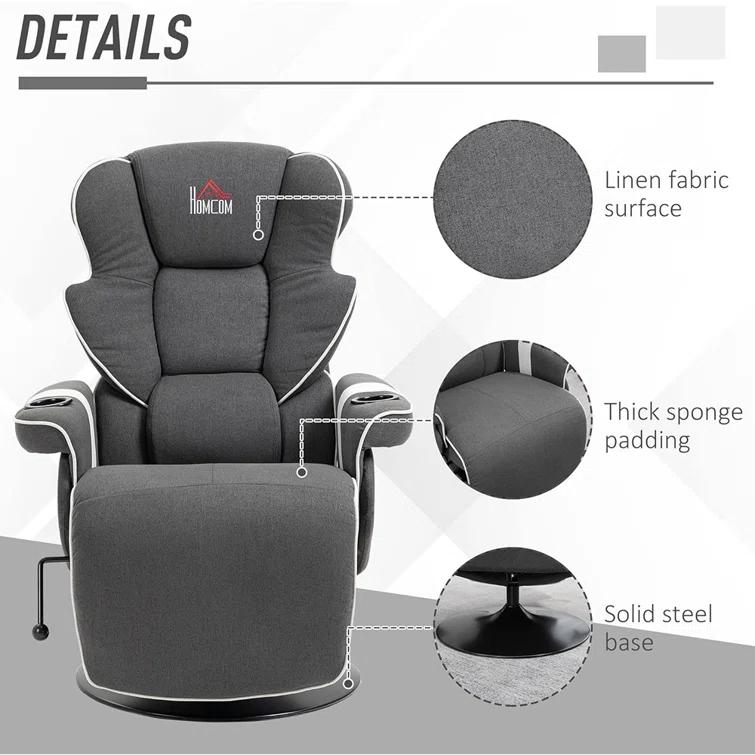 HomCom Faux Leather Manual Swivel Ergonomic Recliner | Wayfair