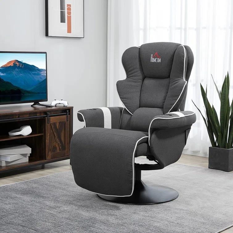 HomCom Faux Leather Manual Swivel Ergonomic Recliner | Wayfair