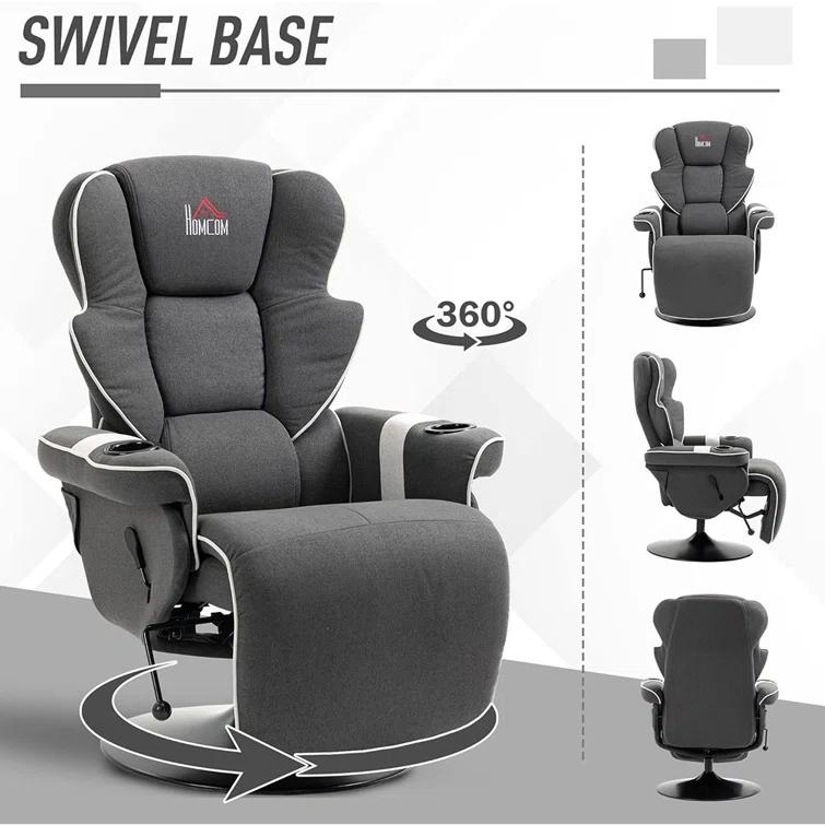 HomCom Faux Leather Manual Swivel Ergonomic Recliner | Wayfair