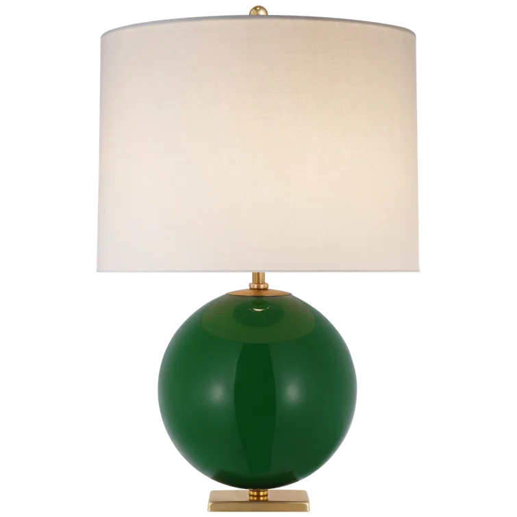 Elsie Green Glass Globe Table Lamp with Linen Shade