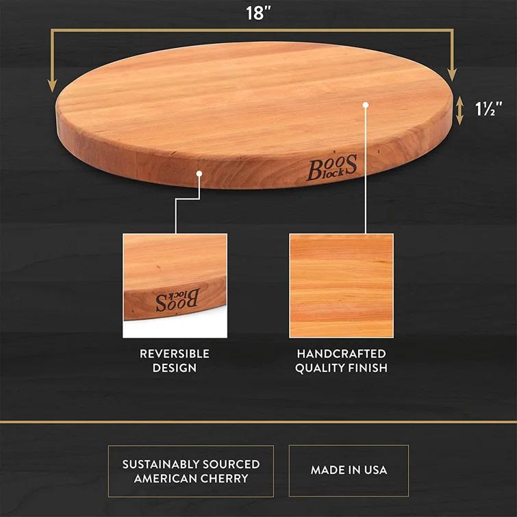 John Boos John Boos 18" Round Cutting Board, 1.5" Edge Grain