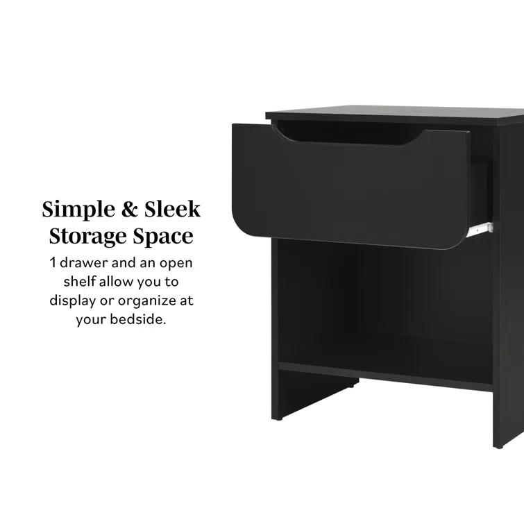 Jaqualine 1-Drawer Nightstand with Storage Cubby