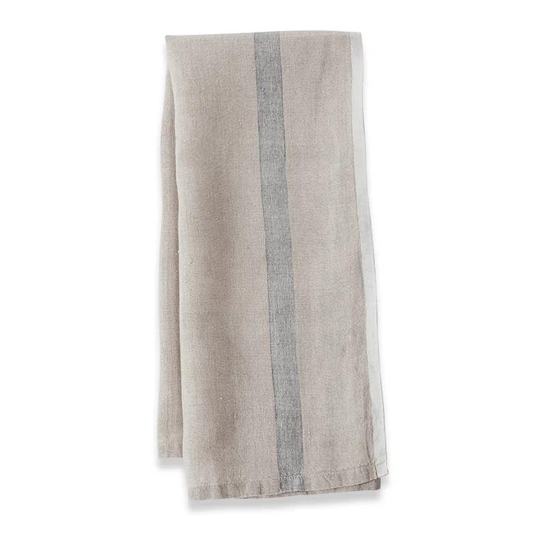 Natural Gray Linen Striped Tea Towel Set