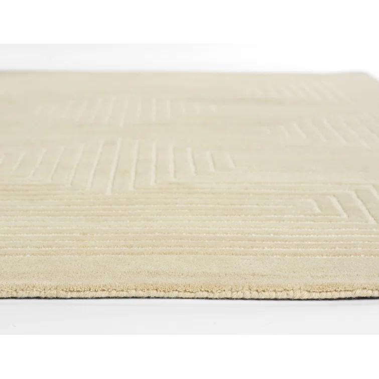 Momeni 3'6"x5'6" Simba Geometric Handtufted Area Rug Beige: Wool, Medium Pile, Abstract Pattern, Indoor Use