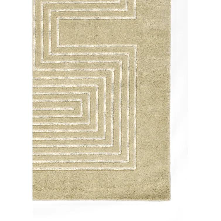 Momeni 3'6"x5'6" Simba Geometric Handtufted Area Rug Beige: Wool, Medium Pile, Abstract Pattern, Indoor Use