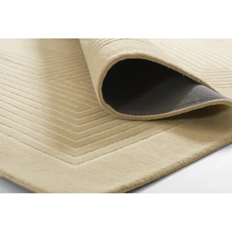 Momeni 3'6"x5'6" Simba Geometric Handtufted Area Rug Beige: Wool, Medium Pile, Abstract Pattern, Indoor Use