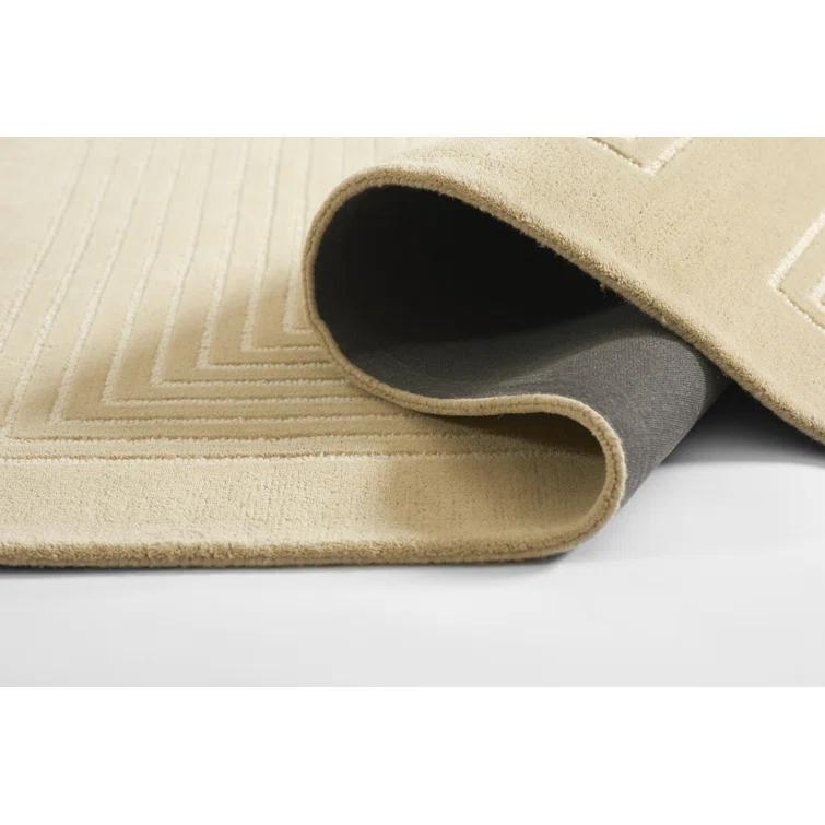 Momeni 3'6"x5'6" Simba Geometric Handtufted Area Rug Beige: Wool, Medium Pile, Abstract Pattern, Indoor Use