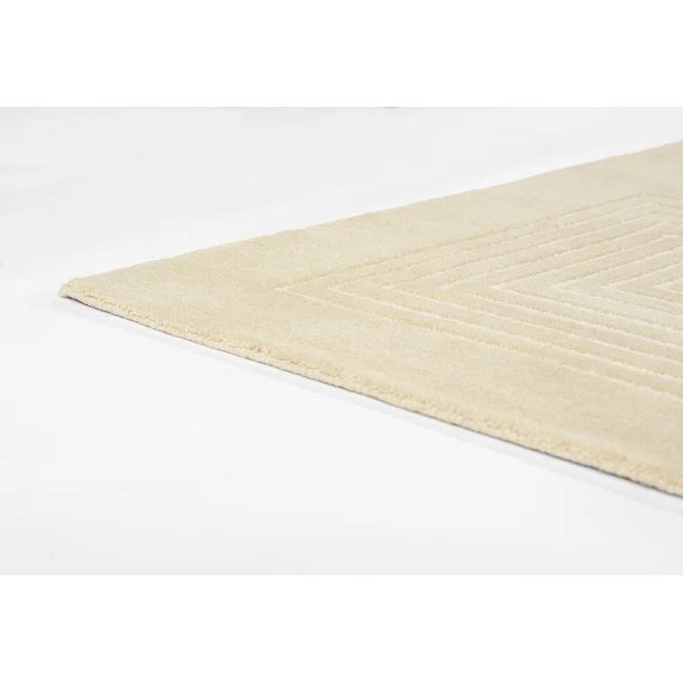 Momeni 3'6"x5'6" Simba Geometric Handtufted Area Rug Beige: Wool, Medium Pile, Abstract Pattern, Indoor Use