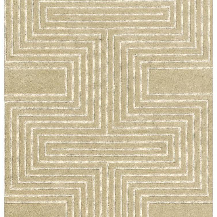 Momeni 3'6"x5'6" Simba Geometric Handtufted Area Rug Beige: Wool, Medium Pile, Abstract Pattern, Indoor Use