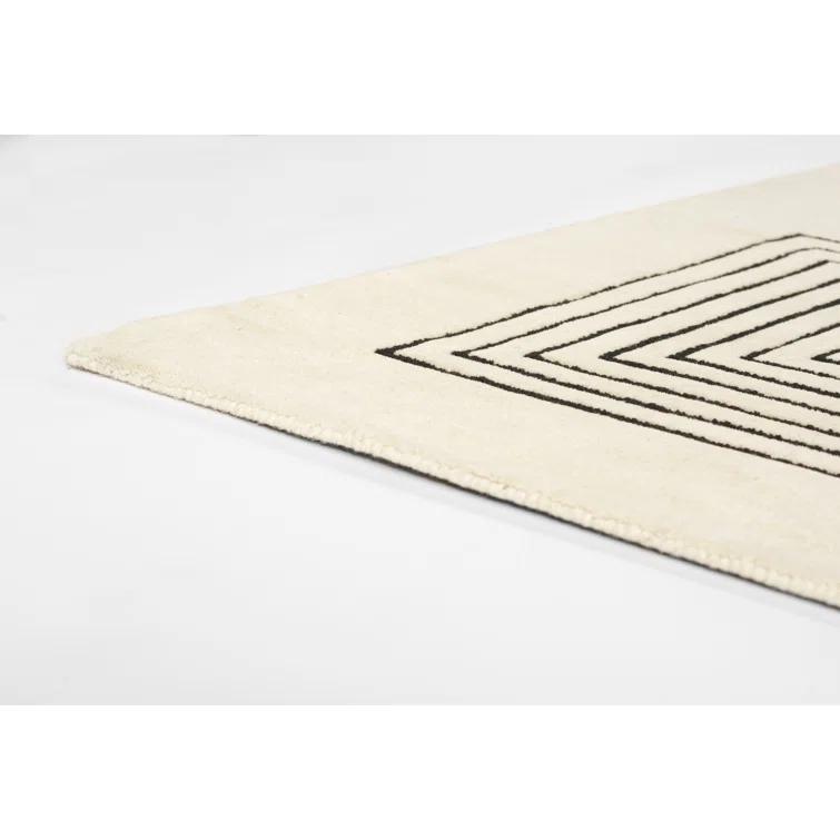 Momeni 3'6"x5'6" Simba Geometric Handtufted Area Rug White: Wool, Medium Pile, Indoor, Abstract Pattern, Rectangle