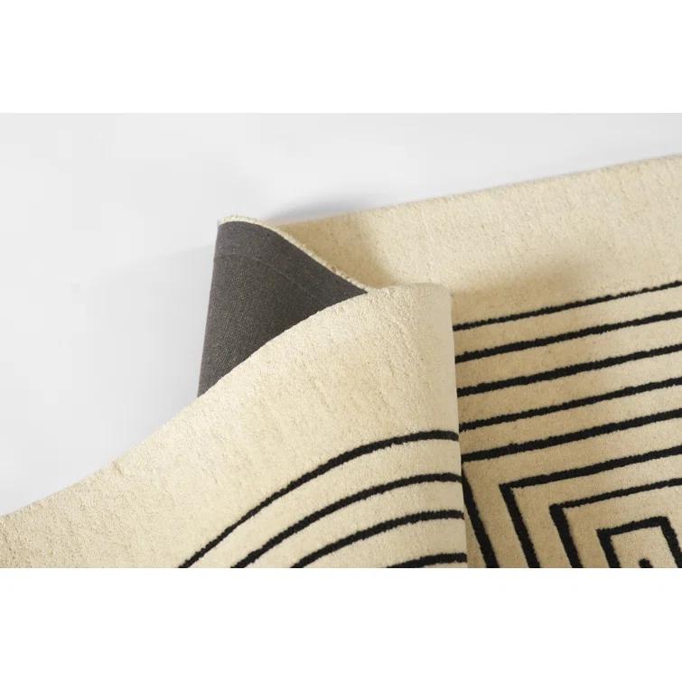 Momeni 3'6"x5'6" Simba Geometric Handtufted Area Rug White: Wool, Medium Pile, Indoor, Abstract Pattern, Rectangle