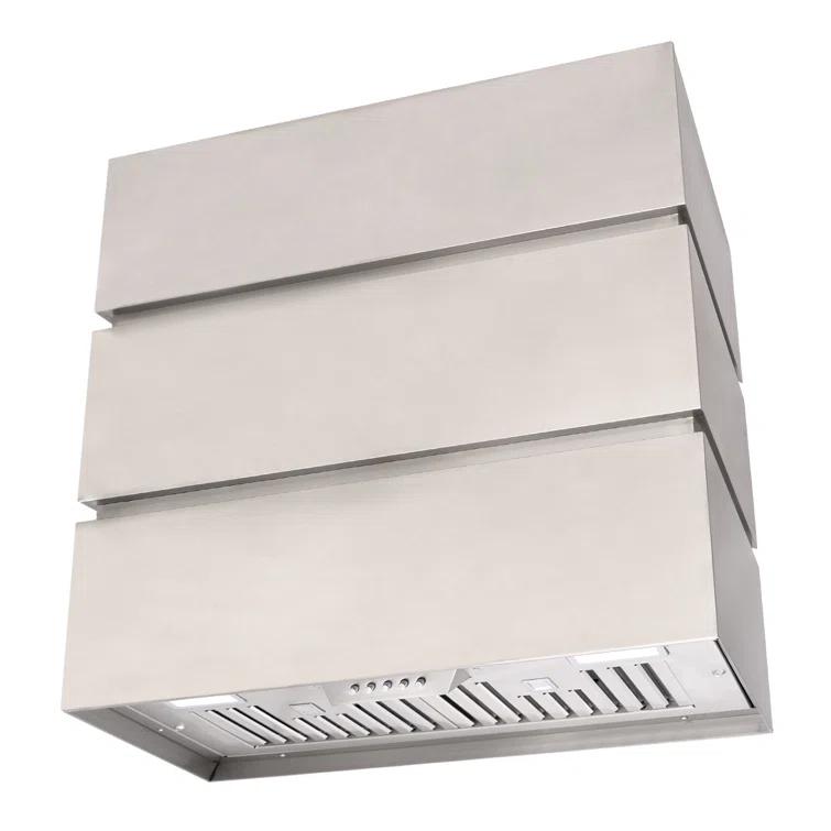 Akicon 600 CFM Wall Mount Range Hood Stainless Steel 3 Stacks Modern Box AK-HS30L-BS