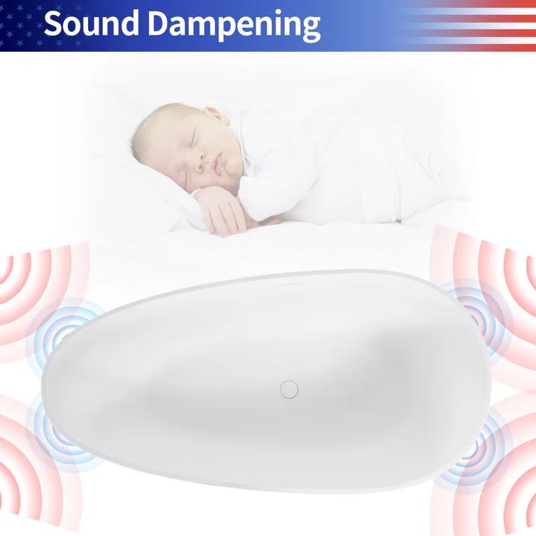 63 x 29.5 Freestanding Bathtub, Oval Shaped Stone Resin Freestanding Tubs, Solid Surface Matte White Soaking Tub with Overflow and Pop-up Drain