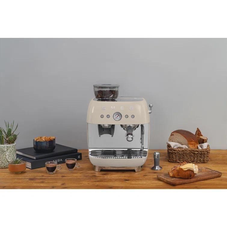 SMEG Cream Semi-Automatic Coffee and Espresso Machine with Milk Frother