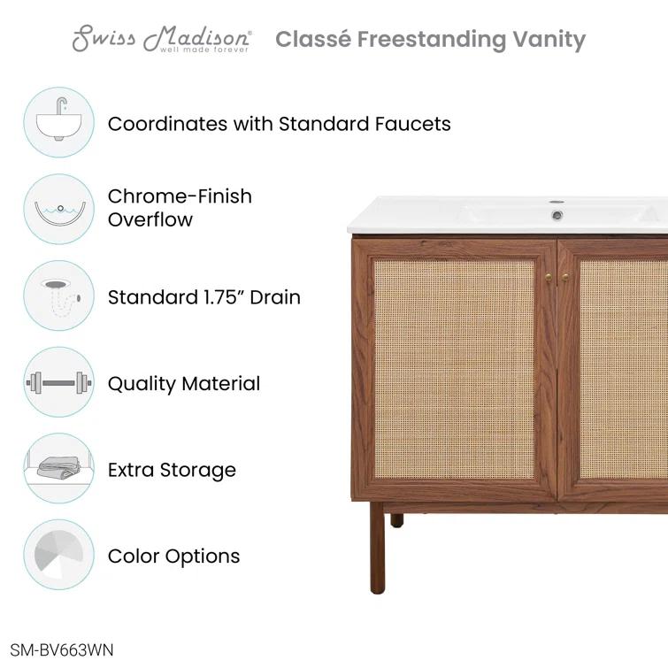 SM-BV663 Classe 36" Freestanding Bathroom Vanity in Golden Oak with Sink Top