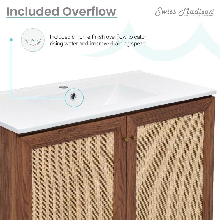 SM-BV663 Classe 36" Freestanding Bathroom Vanity in Golden Oak with Sink Top