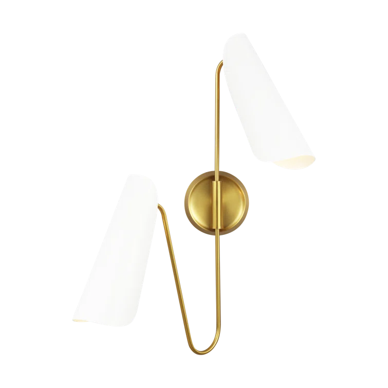 Tresa Matte White and Burnished Brass Cone Wall Sconce