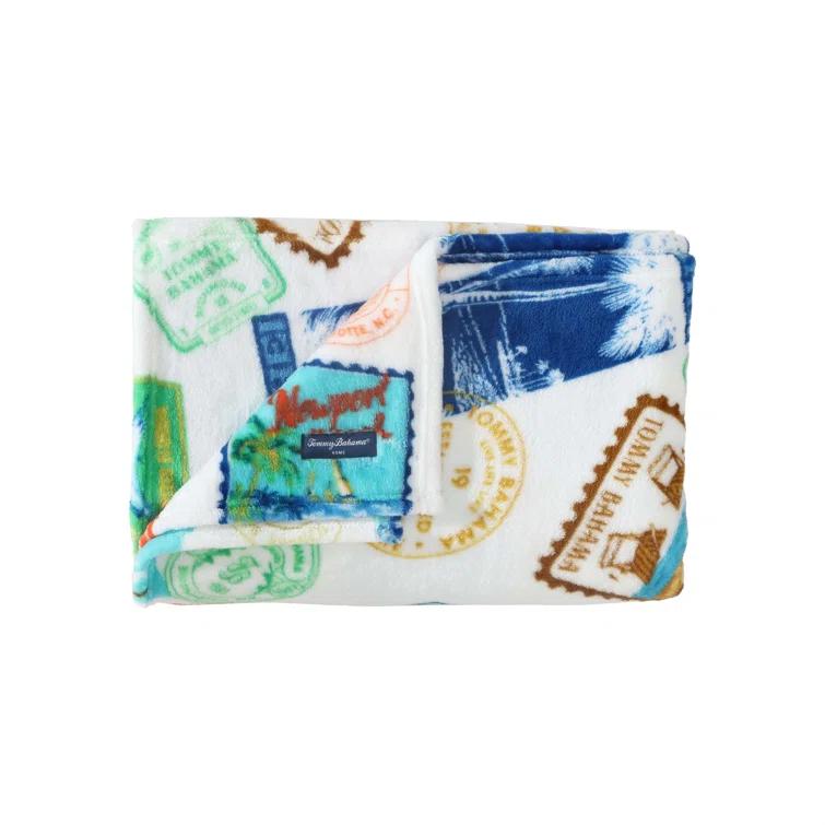 Tommy Bahama Home Wallpaper Leaves Plain Weave / Muslin Throw Blanket