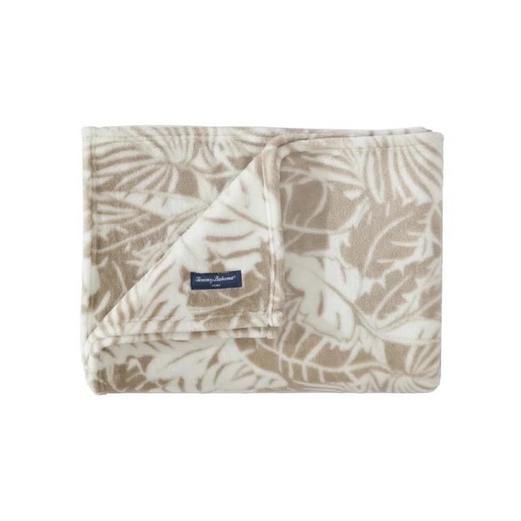 Tommy Bahama Home Wallpaper Leaves Plain Weave / Muslin Throw Blanket