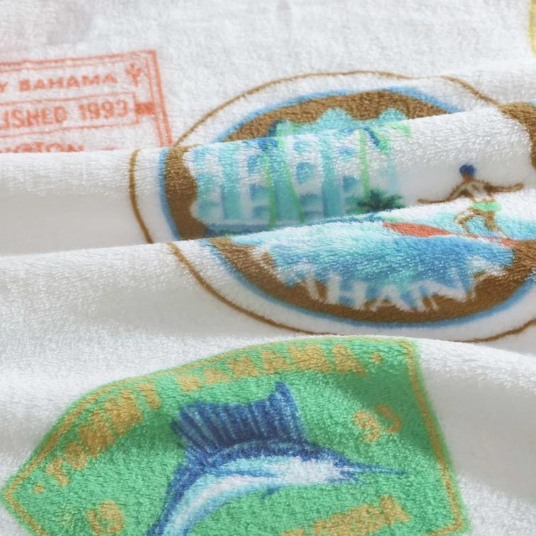 Tommy Bahama Home Wallpaper Leaves Plain Weave / Muslin Throw Blanket