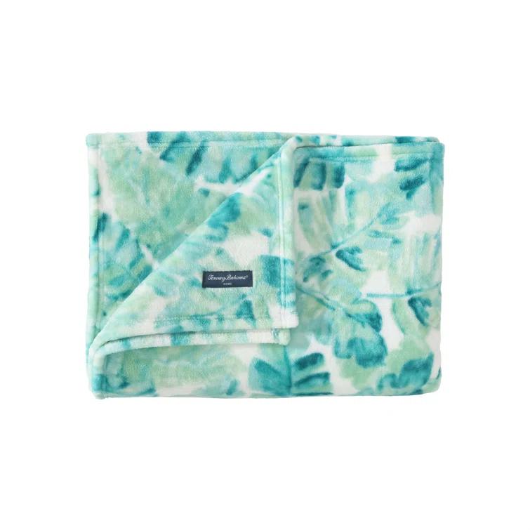 Tommy Bahama Home Wallpaper Leaves Plain Weave / Muslin Throw Blanket