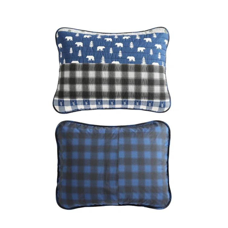 Eddie Bauer Blue Creek Plaid Cotton Reversible Quilt Set
