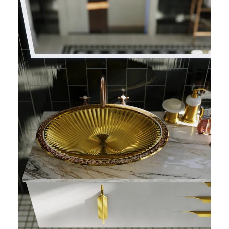 CastelloUSA CastelloUSA Olive 22" Tempered Glass Oval Bathroom Vessel Sink CB-VC-15-BG-22