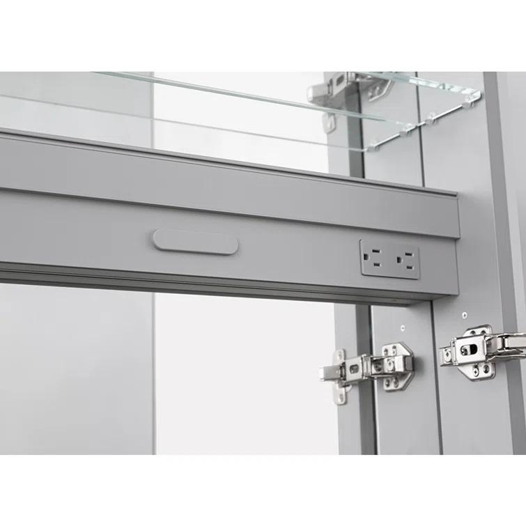 Royale Medicine Cabinet with Electrical Outlets, Defogger, Adjustable LED 3X Magnifying Mirror.