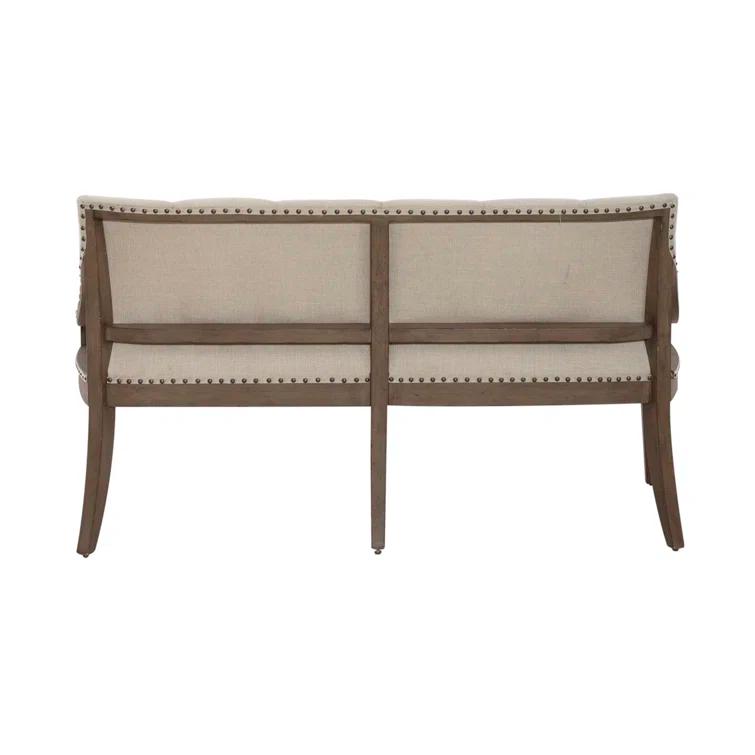Americana Farmhouse Upholstered Shelter Dining Bench