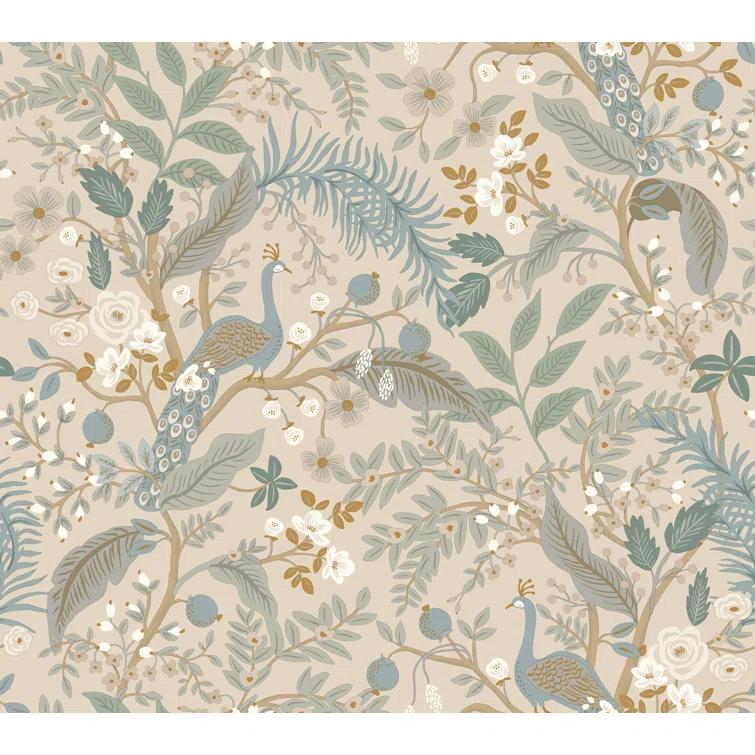 Peacock Garden Navy Peel and Stick Wallpaper