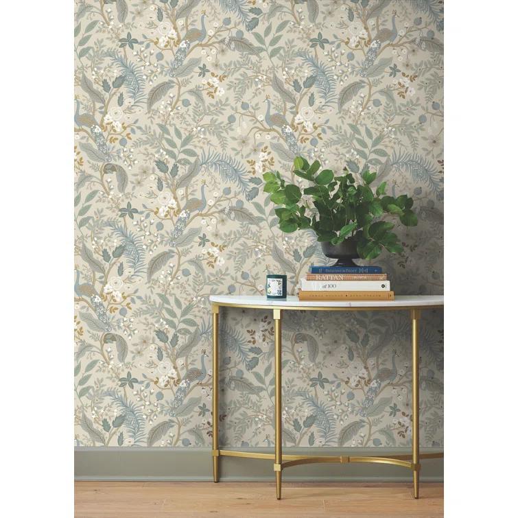 Peacock Garden Navy Peel and Stick Wallpaper