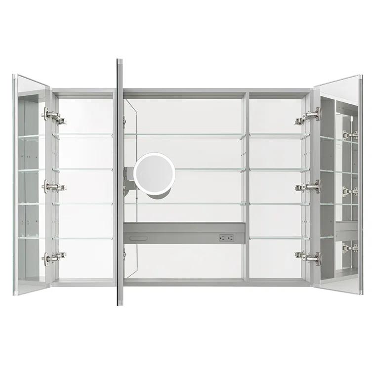 Royale Medicine Cabinet with Electrical Outlets, Defogger, Adjustable LED 3X Magnifying Mirror.