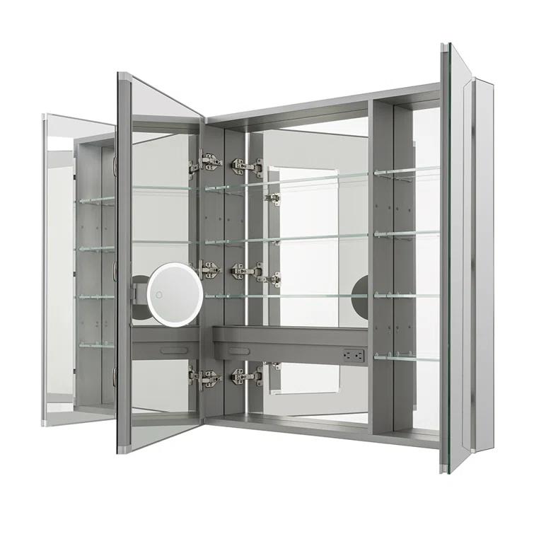Royale Medicine Cabinet with Electrical Outlets, Defogger, Adjustable LED 3X Magnifying Mirror.