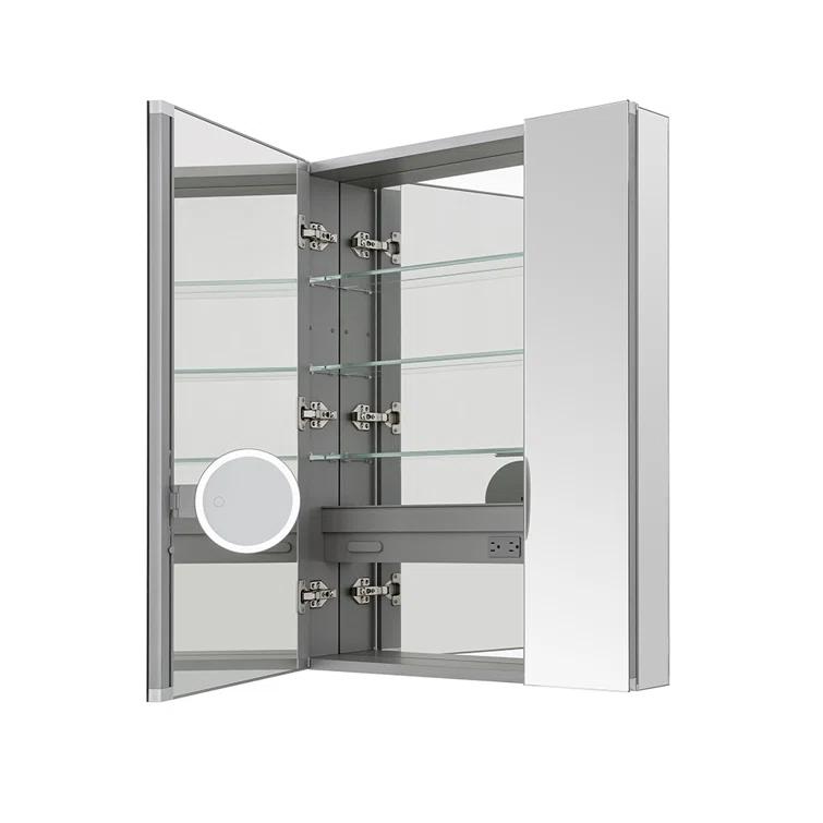 AQUADOM R3-3636E Royale Medicine Cabinet with Electrical Outlets, Defogger, Adjustable LED 3X Magnifying Mirror.