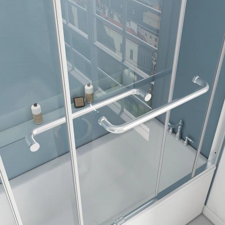 Jraty 57-60'' W x 62'' H Double Sliding Tub Door with Clear Tempered Glass